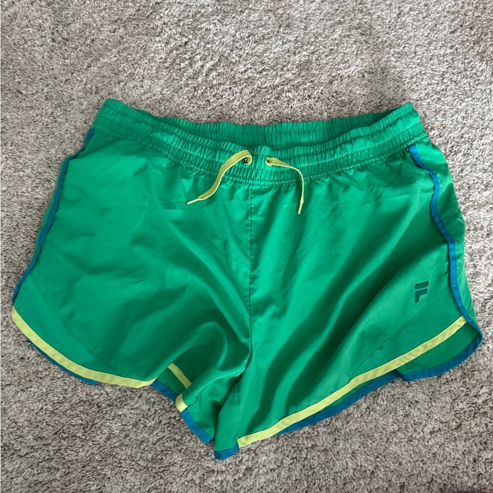 Fila Green Shorts with Yellow Drawstring